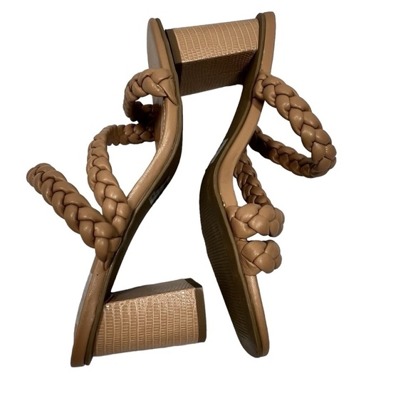 NWOT DV Dolce Vita Pang Slip On Braided Strappy Chunky Heels Sandals Tan Size 9 - Picture 16 of 16